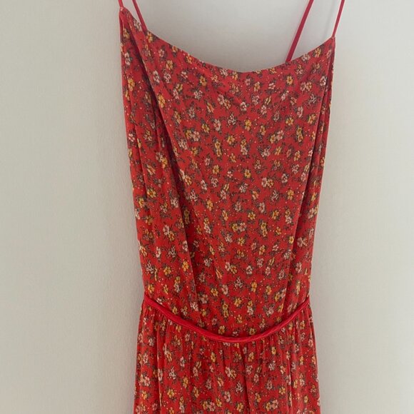 Urban Outfitters UO Sparks Fly Tiered Midi Dress Red Orange Lace Up Back Size M - Picture 4 of 8